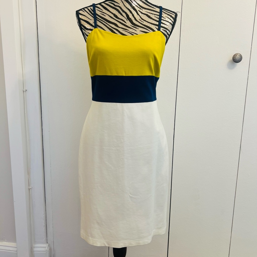 Banana Republic Colorblock Midi Dress - Yellow, Blue, White